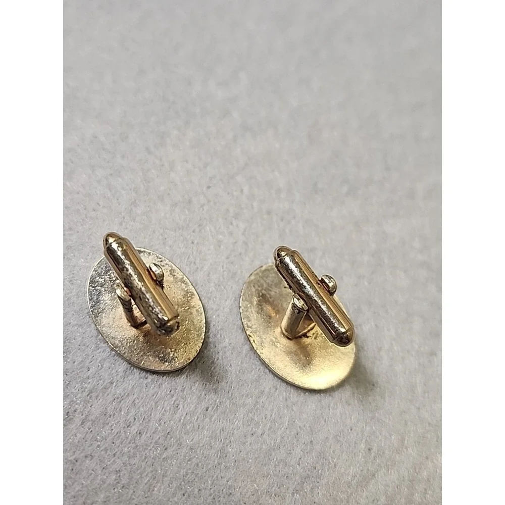 Gold Plated Cufflink Set with Engraved Vines - Vintage Cuff‎ Link Set